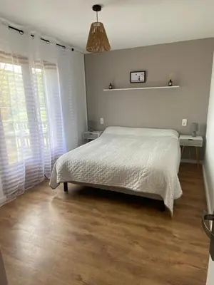 Un ou plusieurs lits dans un hébergement de l'établissement Appartement proche du départ du GR20