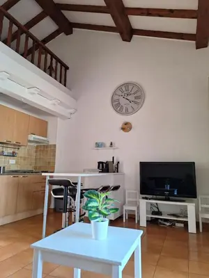 Cuisine ou kitchenette dans l'établissement Studio mezzanine 4 personnes Linguizetta marine de Bravone Corse