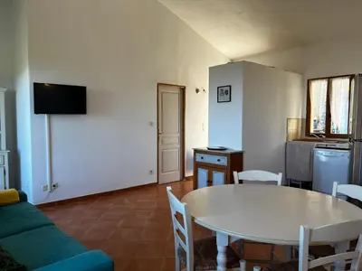 Télévision ou salle de divertissement dans l'établissement Gîtes la fontaine corse vue panoramique