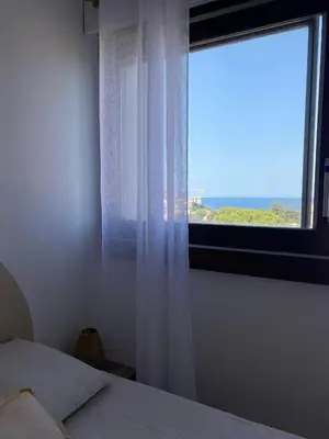 Un ou plusieurs lits dans un hébergement de l'établissement Studio moderne avec vue mer - Pietranera - Proche Bastia