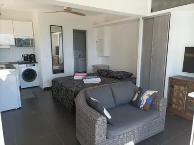 Cuisine ou kitchenette dans l'établissement Studio moderne magnifique vue sur mer dans cadre calme et verdoyant