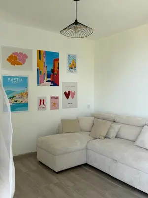 Coin salon dans l'établissement Logement entier vue mer