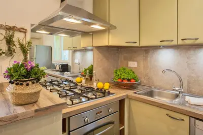 Cuisine ou kitchenette dans l'établissement Maisonnette 
