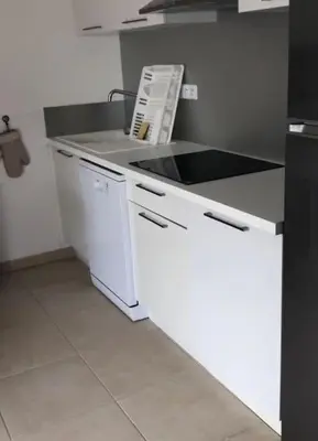 Cuisine ou kitchenette dans l'établissement Appart. en Corse t3 bord de mer et piscine. N 143