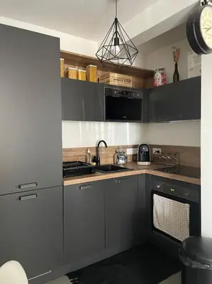 Cuisine ou kitchenette dans l'établissement Appartement T2 avec jardin
