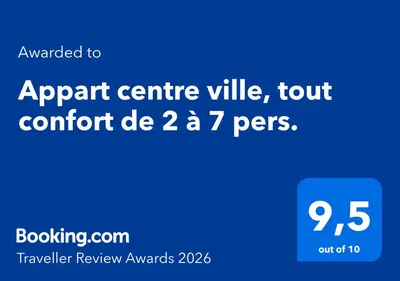 Certificat, récompense, panneau ou autre document affiché dans l'établissement Appart centre ville, tout confort de 2 à 7 pers.