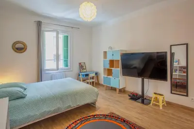 Télévision ou salle de divertissement dans l'établissement Grand-appartement-centre-Bastia
