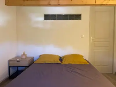 Un ou plusieurs lits dans un hébergement de l'établissement Capra Scorsa, Maison avec spa privatif face plage Lozari, Ile Rousse