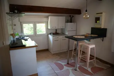Cuisine ou kitchenette dans l'établissement Appartement calme & cosy vue montagne