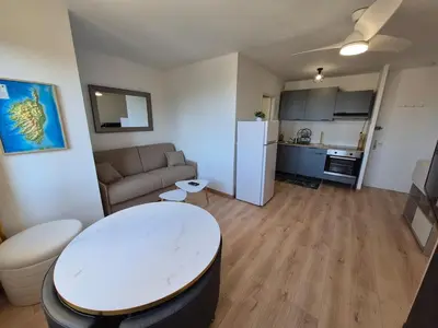 Cuisine ou kitchenette dans l'établissement City center apartment with sea view