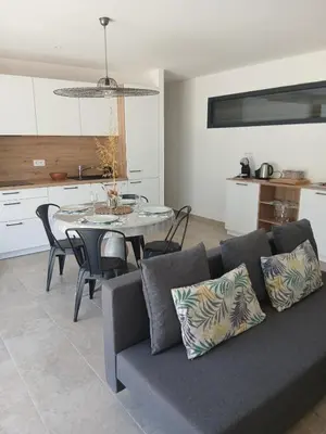 Cuisine ou kitchenette dans l'établissement charmante maison neuve proche plage et commerces