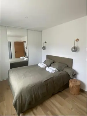 Un ou plusieurs lits dans un hébergement de l'établissement Villa 4 chambres à Castirla
