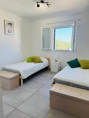 Un ou plusieurs lits dans un hébergement de l'établissement Villa Pietralba - Piscine privée & vue montagne - Proche Calvi