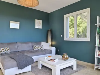 Coin salon dans l'établissement Holiday Home Villa Belle Vue- direkt am Meer- 1-2 Haustiere erlaubt by Interhome