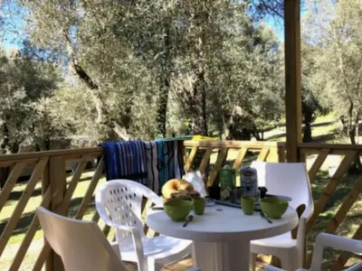 Boissons dans l'établissement Mobil-home confortable avec terrasse pour 4 personnes à Vico - API-1-52-838