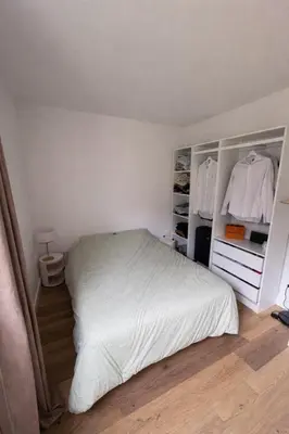 Un ou plusieurs lits dans un hébergement de l'établissement Appartement T2 climatisé avec terrasse privative