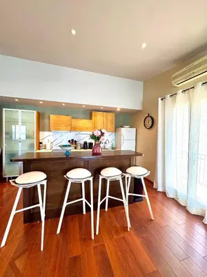 Cuisine ou kitchenette dans l'établissement Appartement vue mer Christophe Colomb 140m2