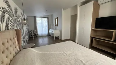 Un ou plusieurs lits dans un hébergement de l'établissement Villa Altea- Lido Marana - piscine privée exclusive - plage à pied - 3 bedrooms house - private swimming pool - beach access on foot