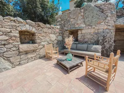 Coin salon dans l'établissement Résidence de Luxe 4 étoiles à Pietralba, 4 logements piscine chauffée BALAGNE