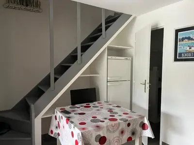 Un ou plusieurs lits dans un hébergement de l'établissement Mini villa au bord de la mer, proche Moriani (Corse)