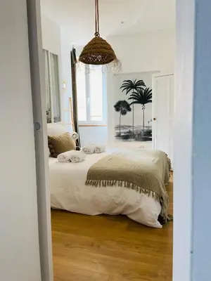 Un ou plusieurs lits dans un hébergement de l'établissement Appartement Casadilonda - Casadibastia - Vue mer Citadelle