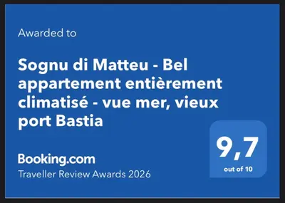 Certificat, récompense, panneau ou autre document affiché dans l'établissement Sognu di Matteu - Bel appartement entièrement climatisé - vue mer, vieux port Bastia