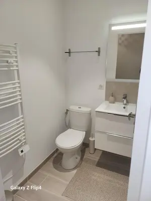 Salle de bains dans l'établissement Charmant studio vue mer / parking / plage à 200m