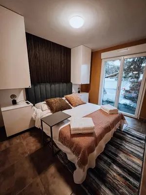 Un ou plusieurs lits dans un hébergement de l'établissement CASA GIABICONI - Villa 6pers. piscine & spa