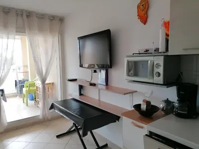 Cuisine ou kitchenette dans l'établissement Appartement Résidence Les Eucalyptus