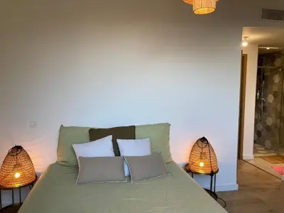 Un ou plusieurs lits dans un hébergement de l'établissement Villa bellevue, neuve, 6 pax, pisc. chauffée
