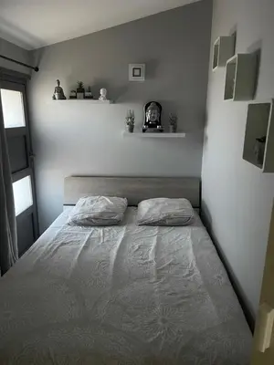 Un ou plusieurs lits dans un hébergement de l'établissement La Bergerie Furiani avec piscine privée Residence Digoune