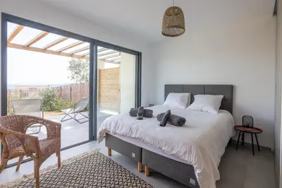 Un ou plusieurs lits dans un hébergement de l'établissement Giardinu di Luce - Appt pour 4 vue mer